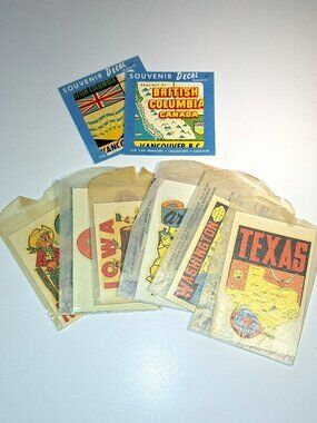 Vintage 9 State Travel Decals